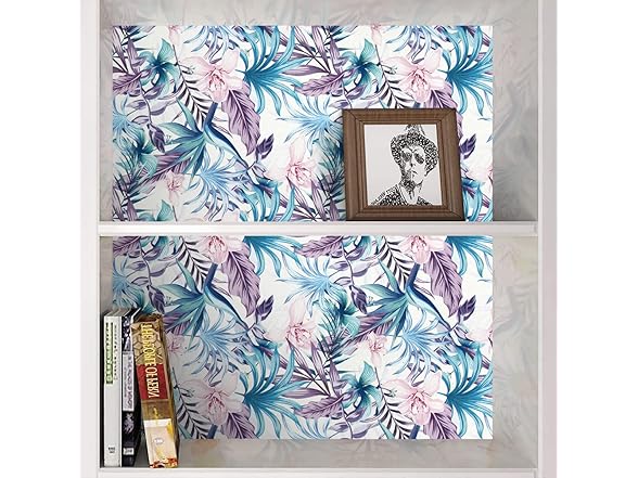 Purple Floral Peel and Stick Wallpaper 17.7inchX393.7inch
