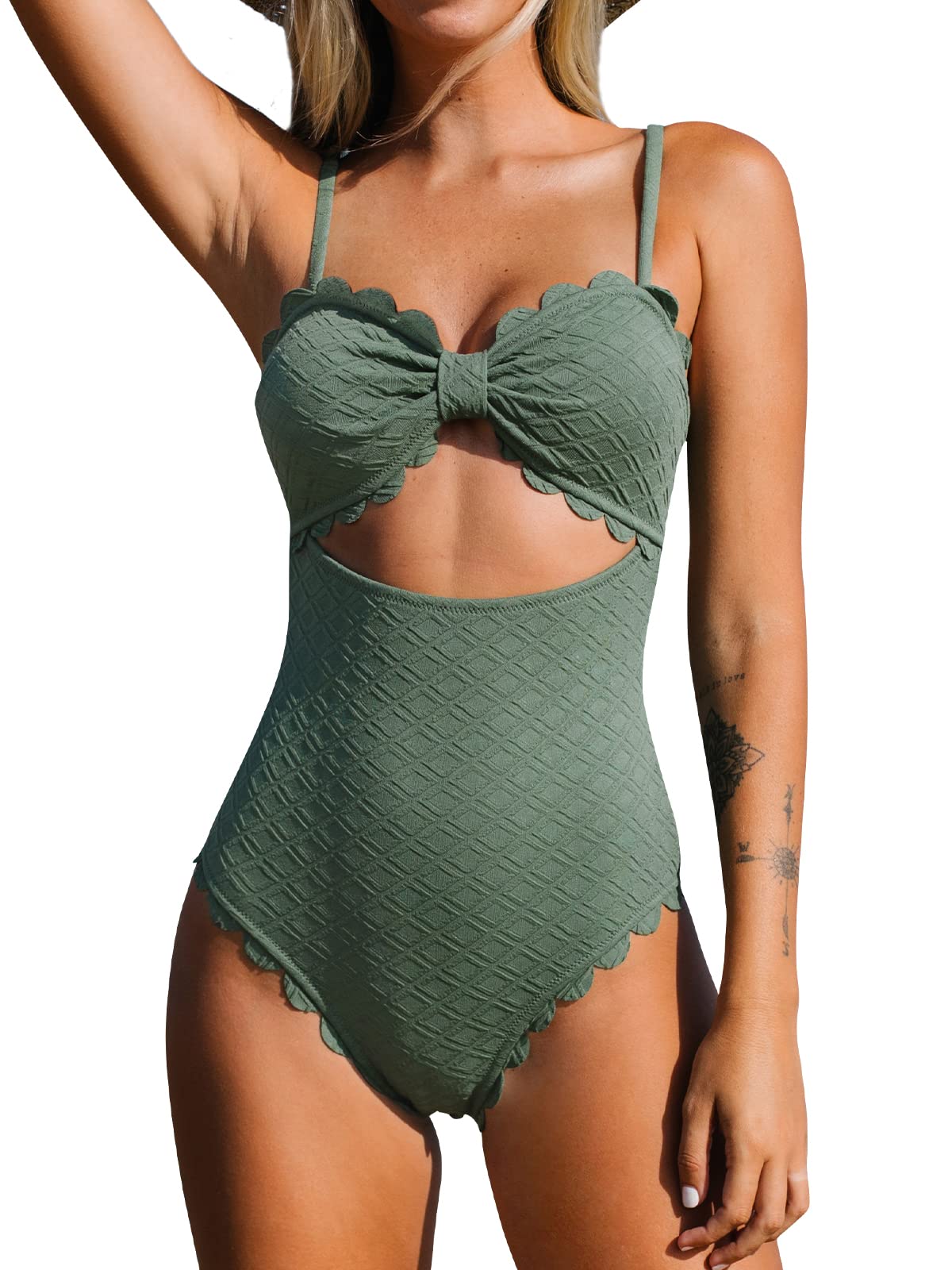 CUPSHE One Piece Scallop Trim Swimsuit - Gallery 6
