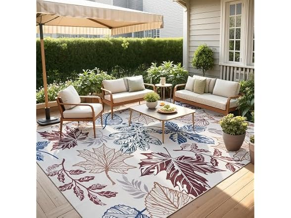 UKISS Beige Washable Outdoor Rug 8' x 10'