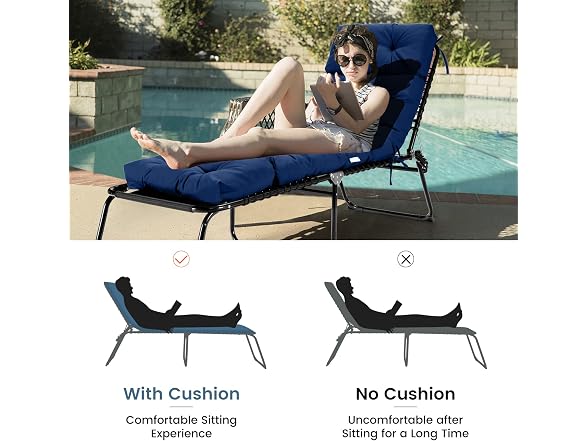 GRAFFY Patio Chaise Lounge Cushion, 72" x 22" x 4"