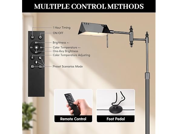 Bairth Black Chrome Reading Floor Lamp