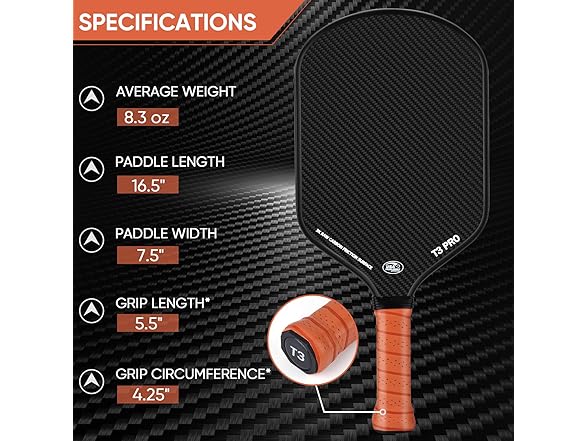 HVQ 3K Raw Carbon Fiber Pickleball Paddle | 16mm