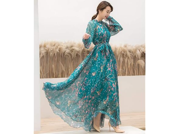 MedeShe Women (XL) Long Sleeve Holiday Maxi Dress