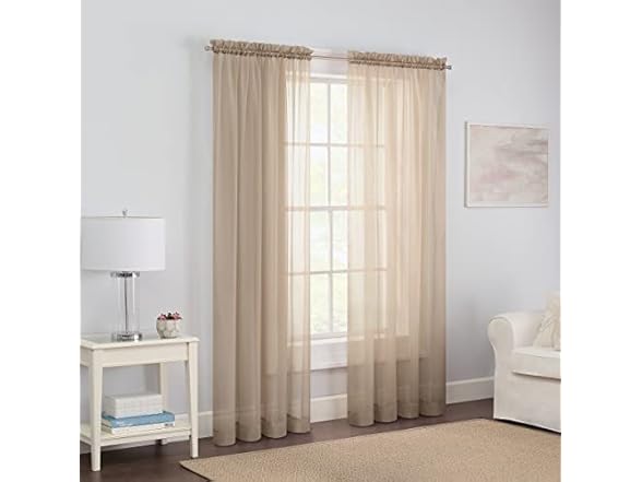 PAIRS TO GO Voile Sheer Curtains, Taupe