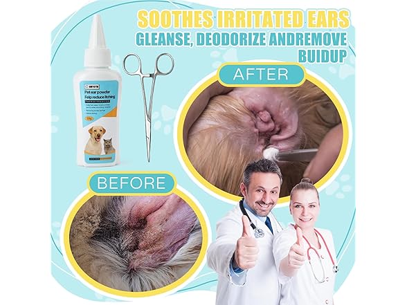 Advanced Pet Ear Powder with Professional 5" Hair Puller