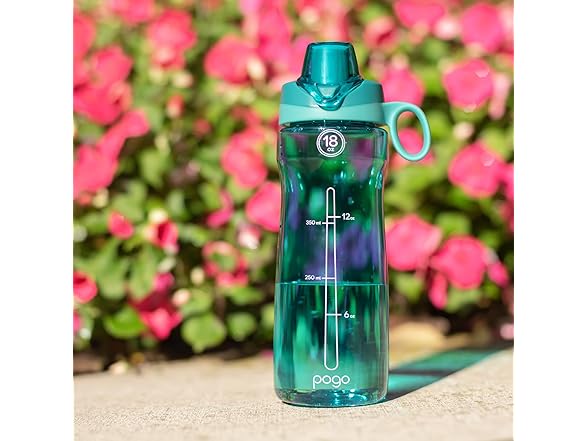 Pogo Bottle with Soft Straw Lid, 18 oz, Teal