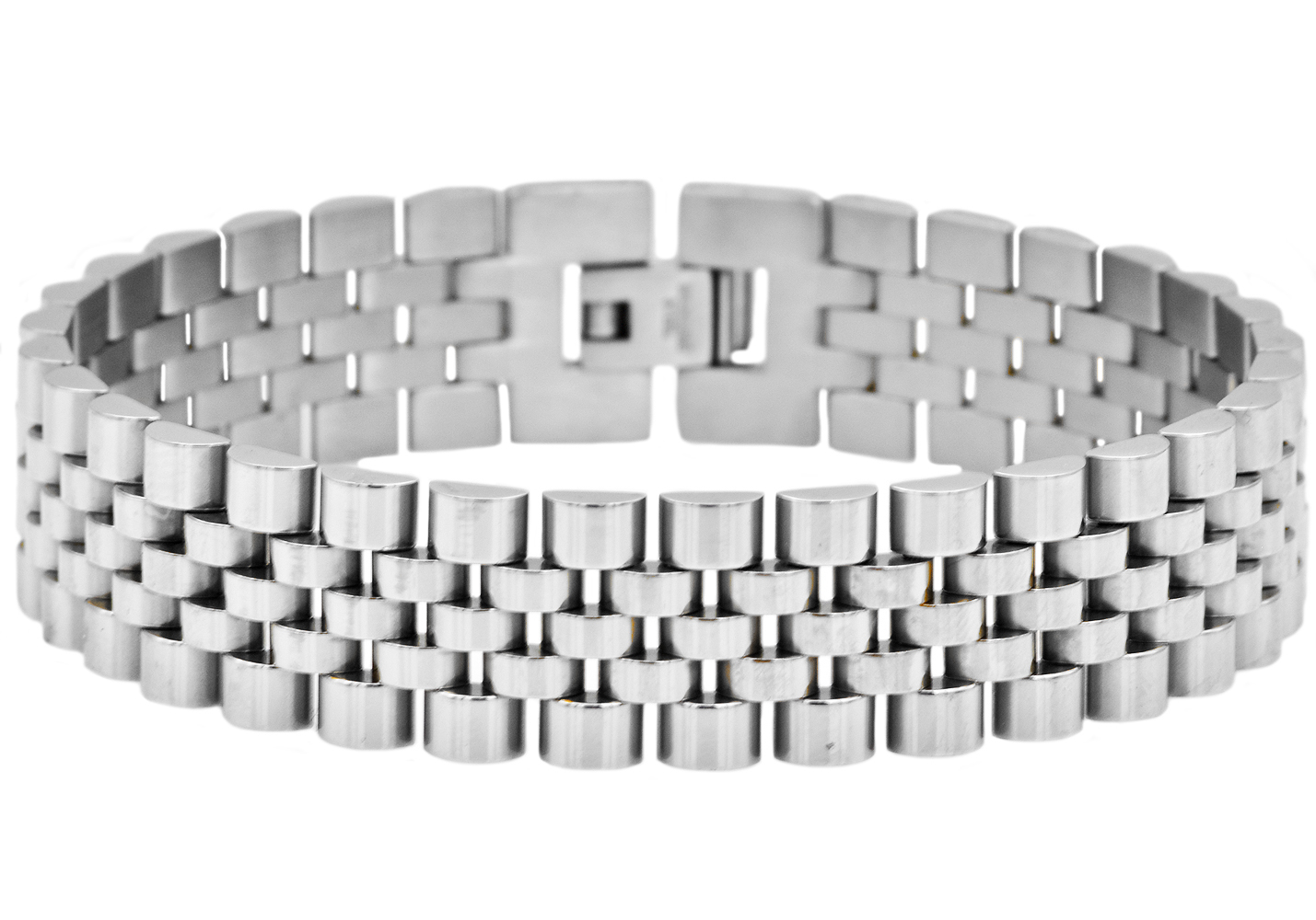 Brushed Stainless Steel Link Bracelet - Gallery 4