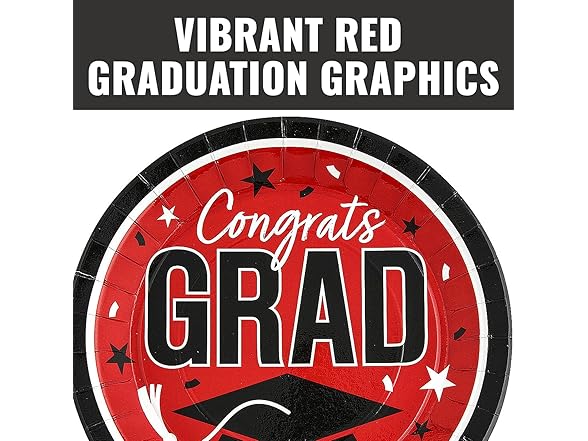 Fun Express Grad Plates 25pk Red