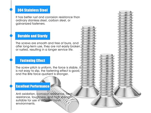 M3x6mm Flat Head Screws 50Pcs 304SS