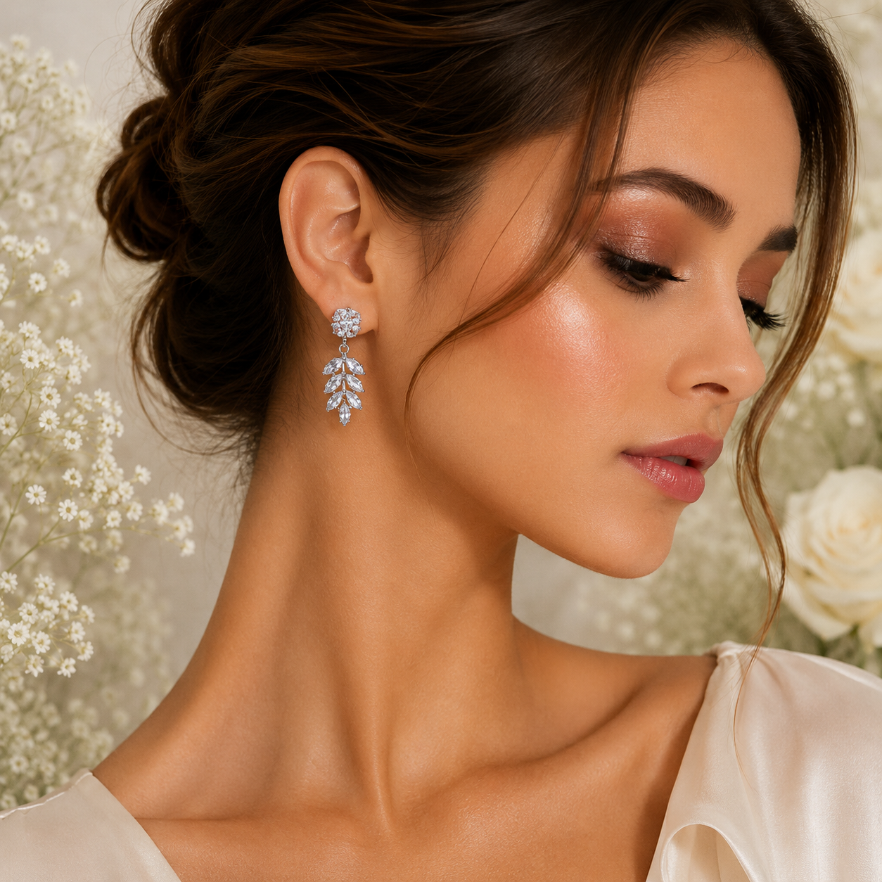 Silver CZ Drop Earrings - Gallery 7