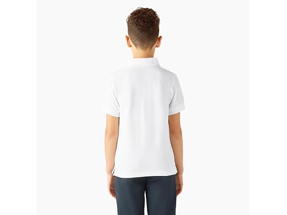 Dickies Boys (XXS) Short Sleeve Pique Polo White
