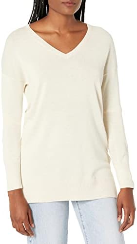 Amazon Essentials Women's Lightweight Long-Sleeve V-Neck Tunic Sweater (Available in Plus Size), Oatmeal Heather, X-Large