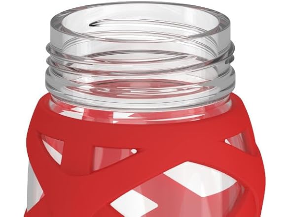 Lifefactory 22oz Glass Water Bottle with Classic Chug Cap, Red