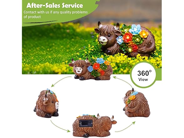 Highland Cow Solar LED Garden Statue 2pk