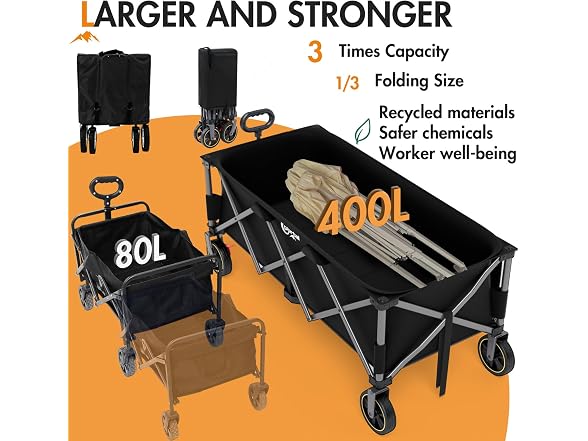 Portal 51.2" Black Foldable Wagon Cart - Gallery 3