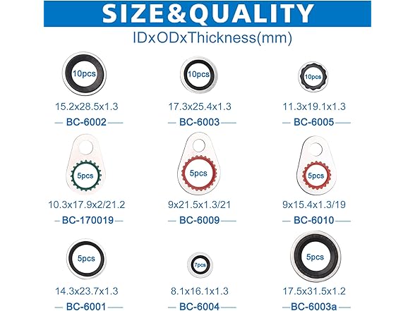 Easily 62 PCS A/C System Compressor Gasket