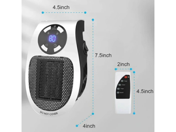 Portable Wall Outlet Space Heater 500W w/ Remote