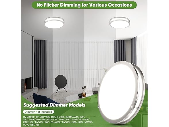 36W LED Ceiling Light, 2 Pack, Nickle, 13"