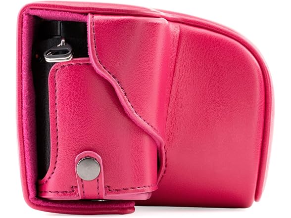 MegaGear Ever Ready Leather Camera Case and Strap (Hot Pink)