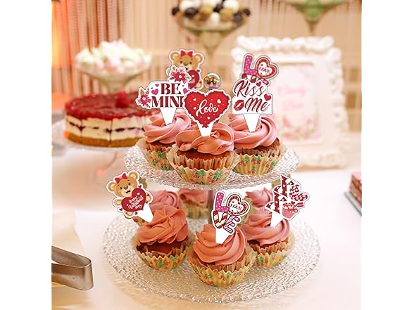 MIMURHYL Valentines Day Cupcake Toppers