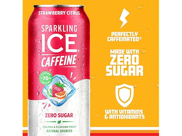 12PK Sparkling Ice Caffeine Strawberry Citrus