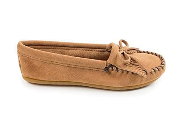 Minnetonka Women's Kilty Suede Hardsole Moccasin