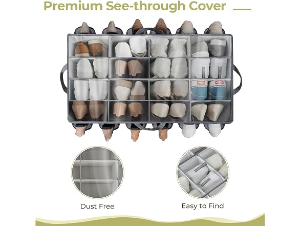 STORAGEIDEAS Extra Large Fabric Shoe Organizer Grey