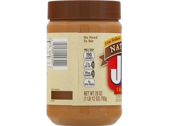 Jif Natural Creamy Peanut Butter Spread, 28 Oz