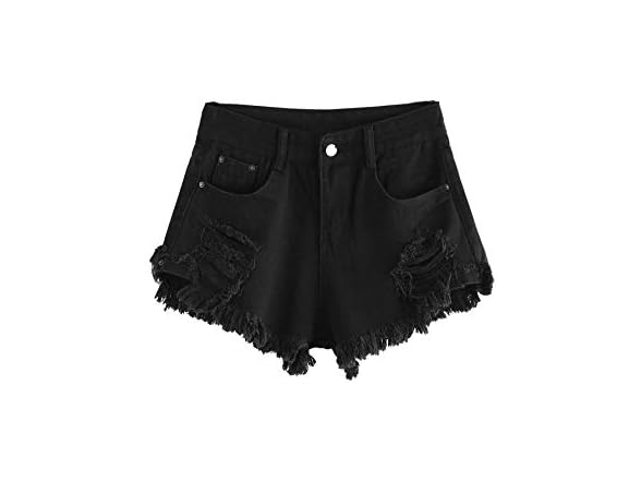 Wdirara Women (L) High Waisted Raw Hem Shorts