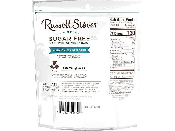 Russell Stover SF Dark Choc Almond 7.5oz