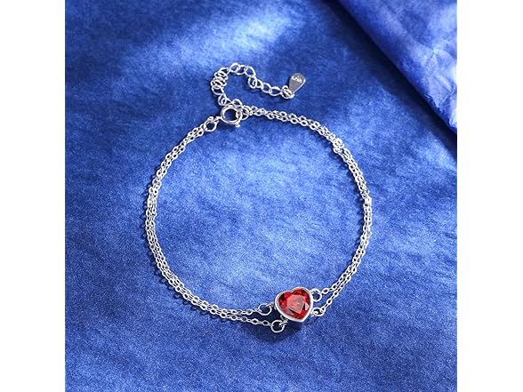 Silver Heart Birthstone Bracelets