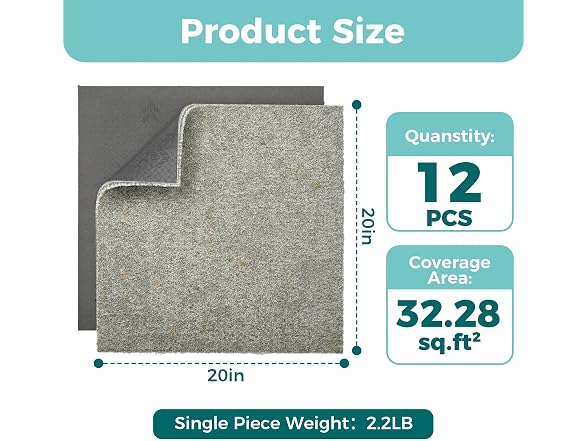 jxgzyy 12Pcs Carpet Tiles 20x20 Padding