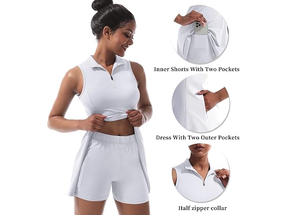 Cugoao Women (L) Tennis Dress Golf Pockets Shorts