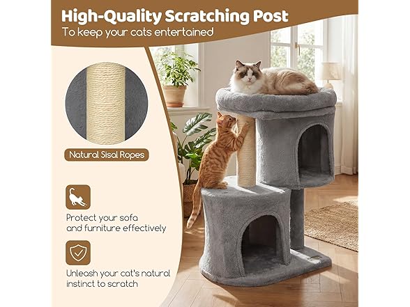 DORTALA Cat Tree for Indoor Cats, 26-Inch Grey