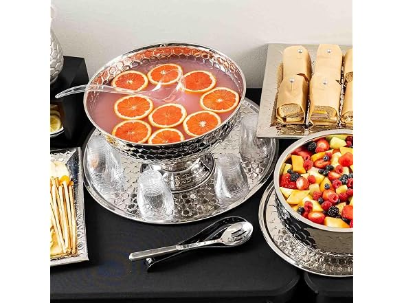 TableCraft  Hive Collection Round Serving Tray, Stainless Steel 