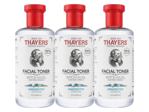 Thayers Unscented Witch Hazel Toner 12oz 3 Pack