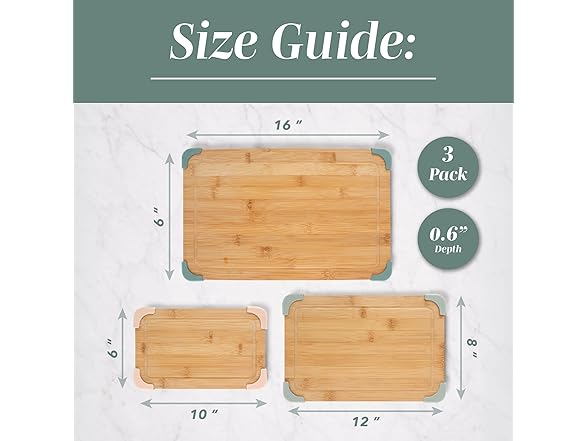 COOK WITH COLOR Non-Slip Cutting Board Set