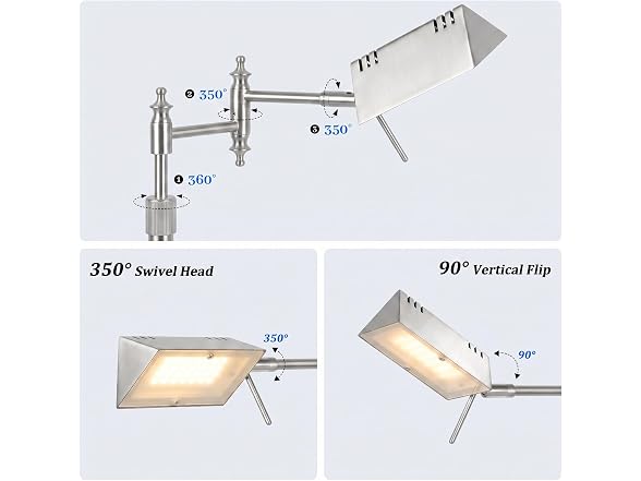 Bairth Brushed Nickel Reading Floor Lamp