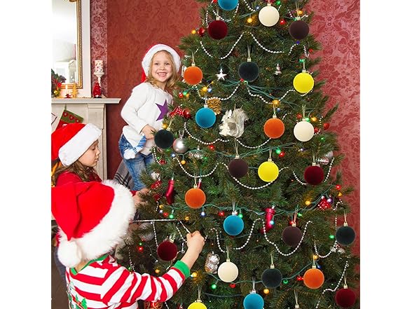 Rokkibom 12pcs cream velvet Christmas balls