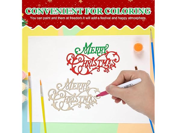 Tofficu 40pcs Merry Christmas Wooden