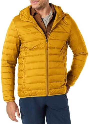 Amazon Essentials Mens Lightweight Water Resistant Packable Hooded Puffer Jacket