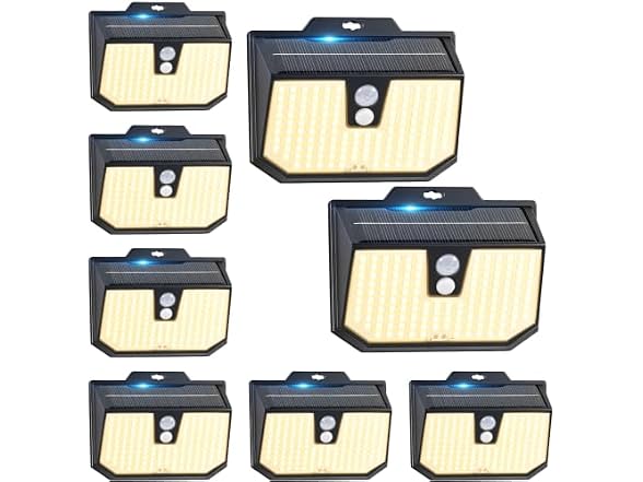 Brightever 8-Pack Solar Motion Sensor Outdoor Lights