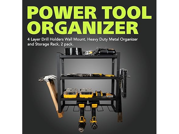 2PK Pearington Wall Mount Tool Organizer, 4-Layer
