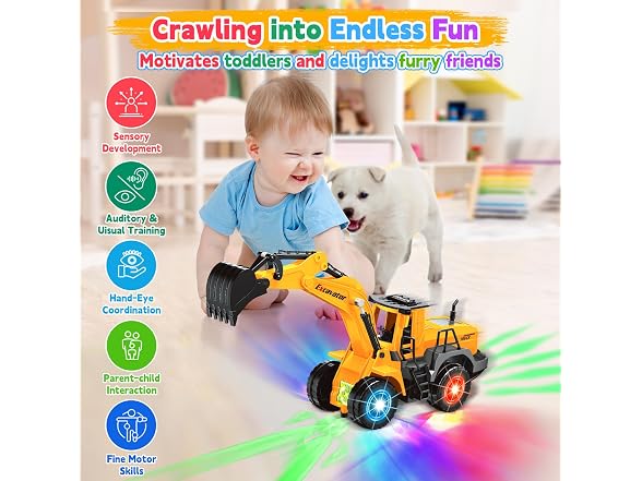 ALOTJOY Lights Music Excavator Truck Toy