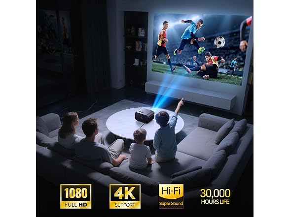 Vamvo Home Projector w/ WiFi Bluetooth