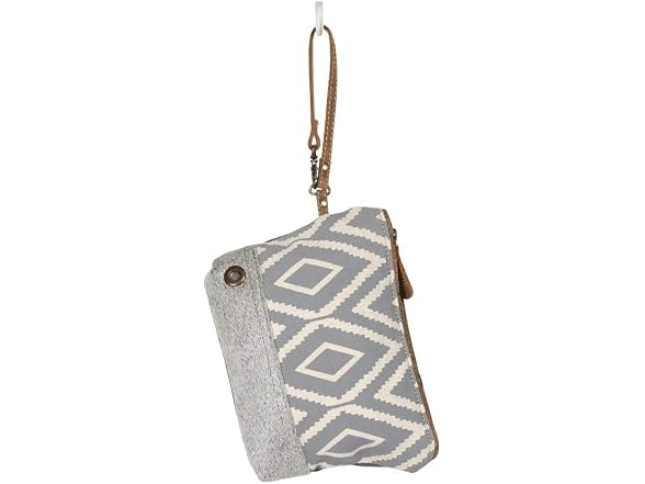 Myra Bag Blaze Upcycled Canvas & Leather Wristlet Pouch Bag S