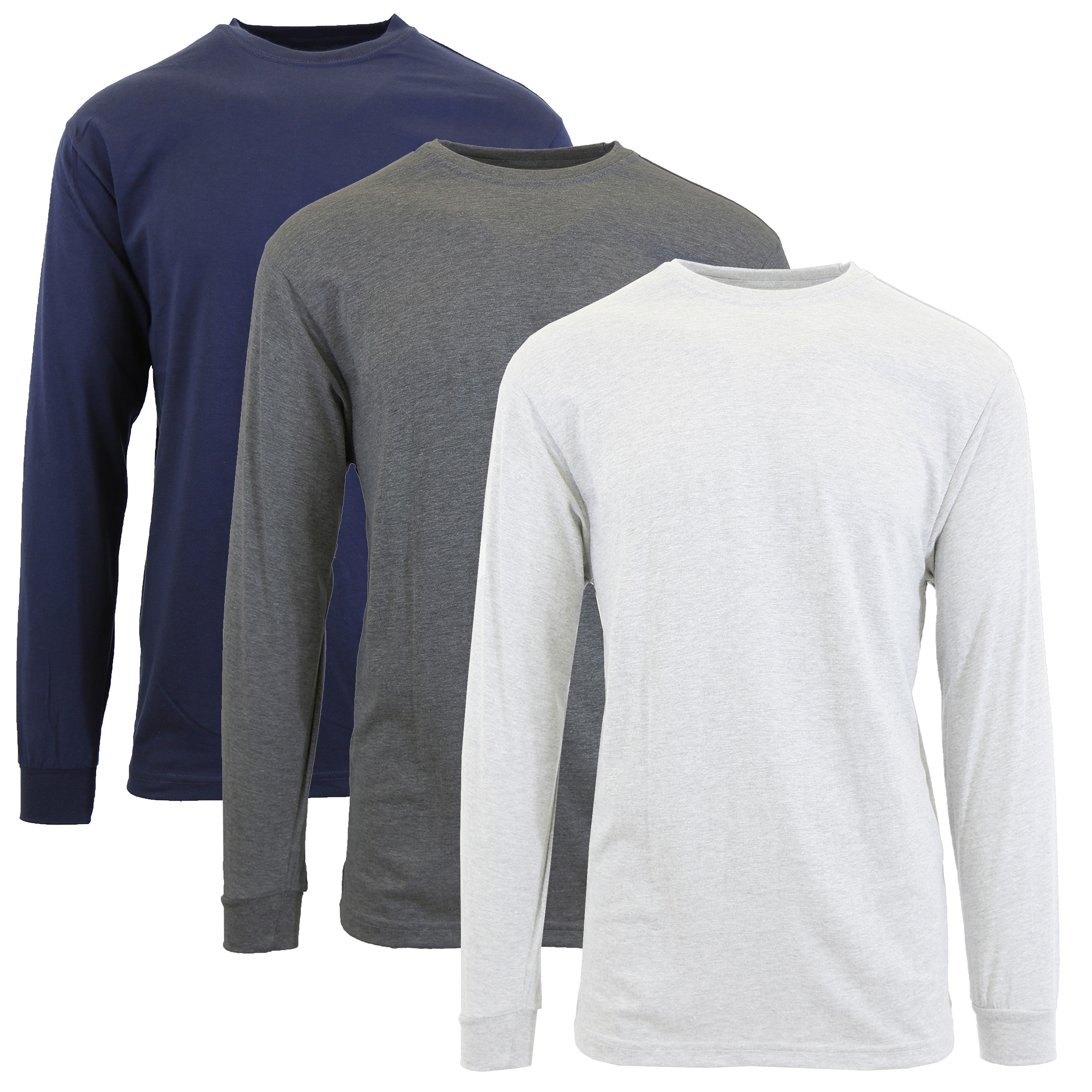 (3 or 6Pk) Mens L/S Crew Neck Solid Shirt - Gallery 18