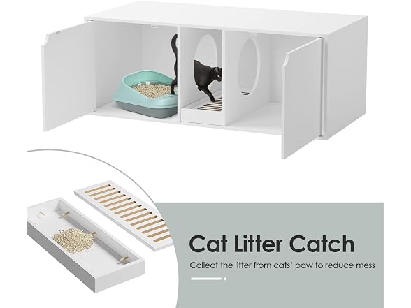 Hidden Cat Litter Box Enclosure Furniture, W