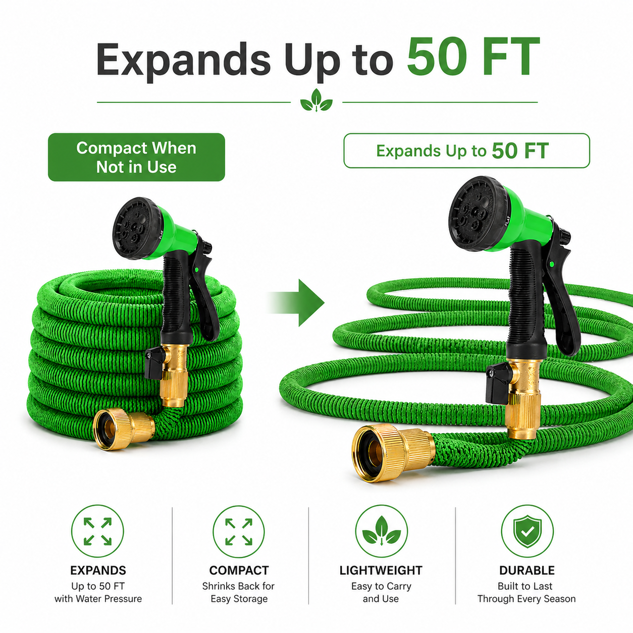 GrowGreen Expandable Garden Hose 50ft - Gallery 6
