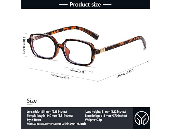 YouthMall Retro Rectangular Glasses